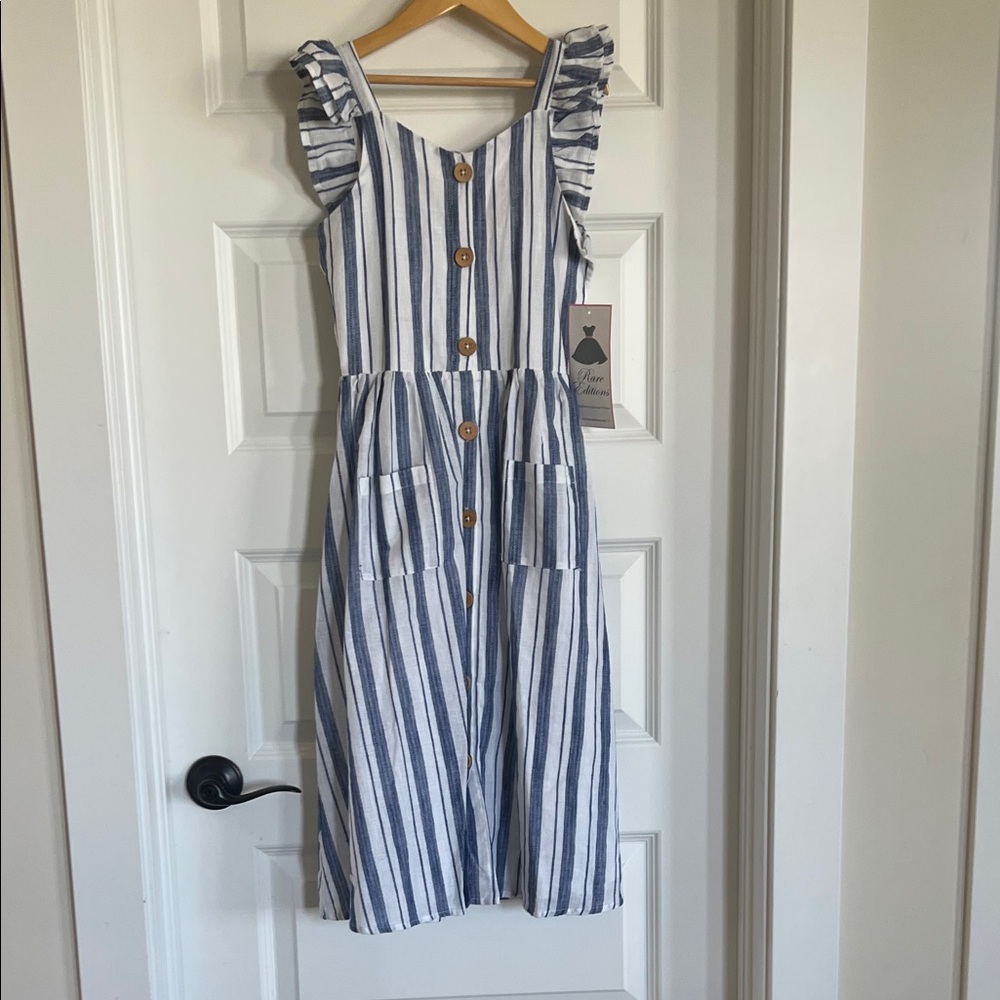 Striped Blue and White Kids Romper